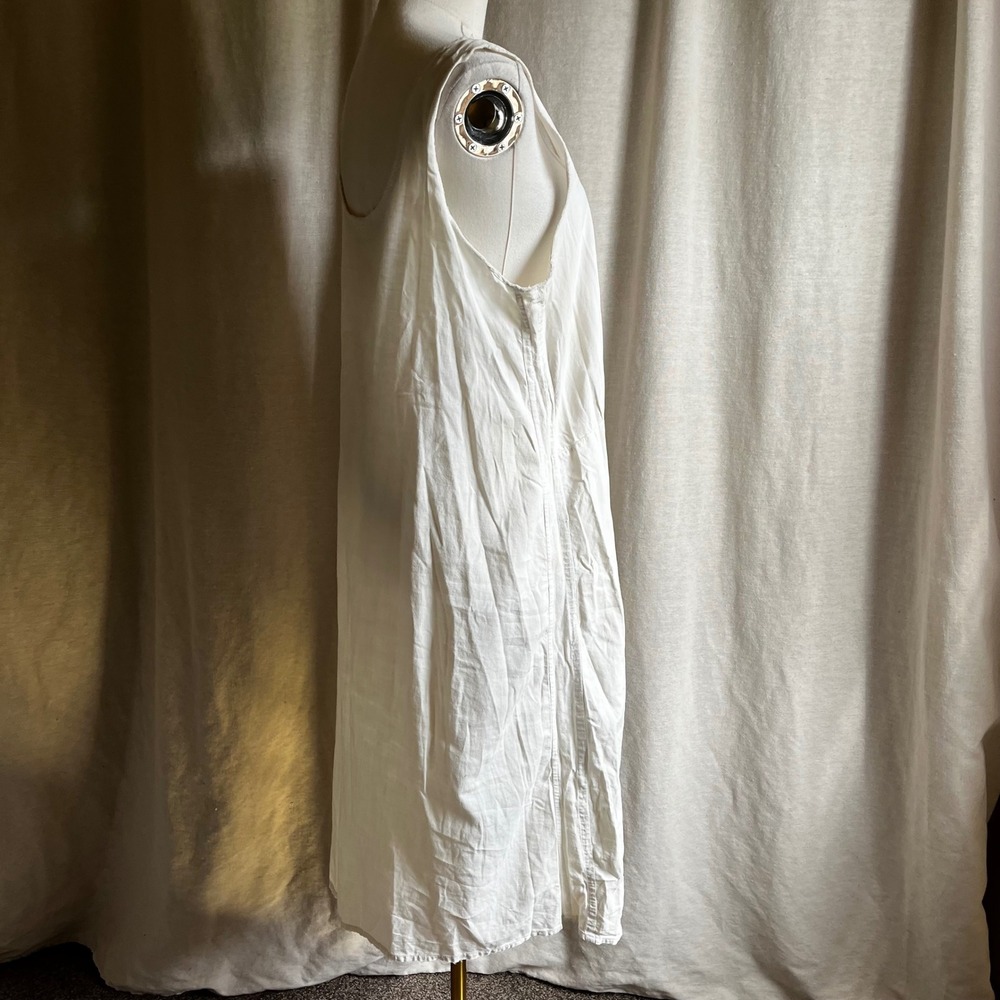 Vintage 1930s 1940s White Cotton Prairie Slip Dress Minimalist Nightgown M/L - Picture 3 of 6